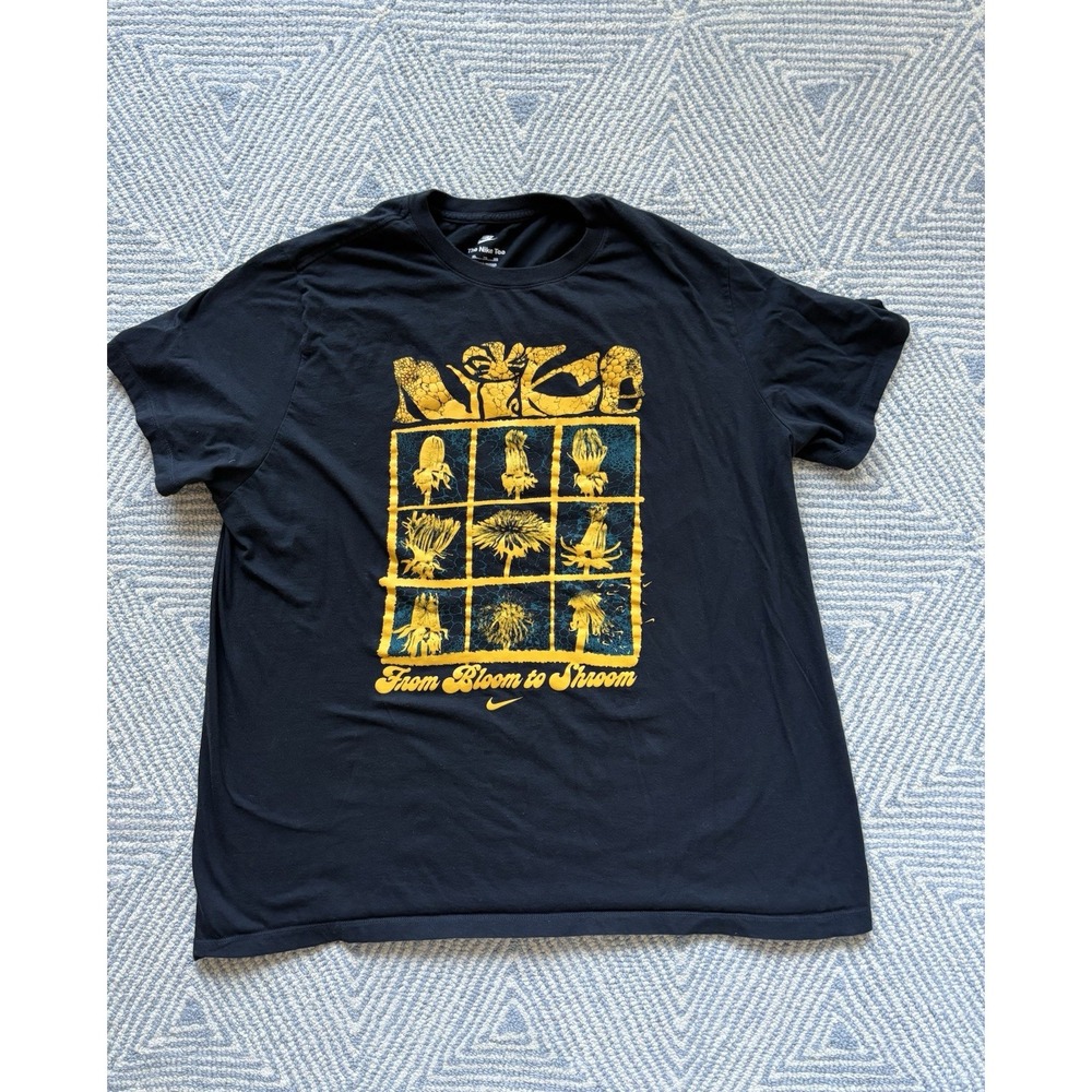 Nike Graphic T-Shirt - From Bloom to Shroom - Black w/ Yellow/Green - XXL‎